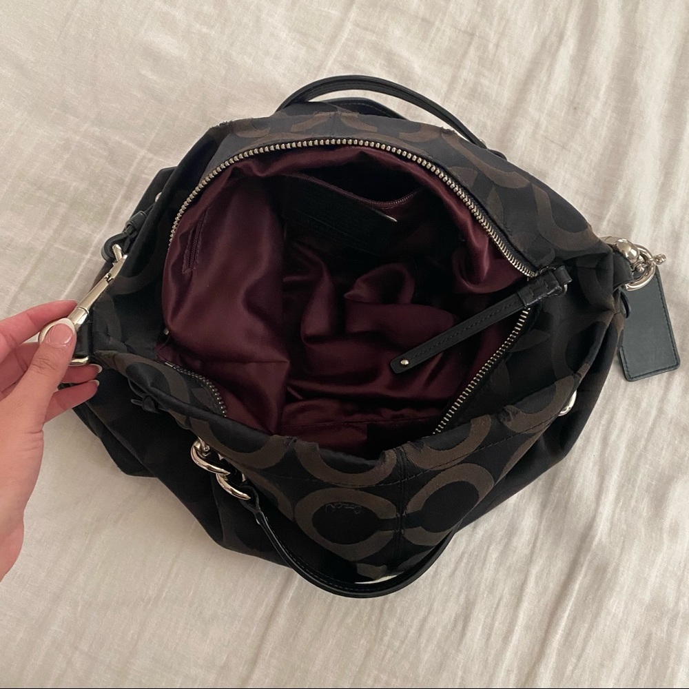 SOLD Coach op art black sateen hobo bag - Picture 4 of 12
